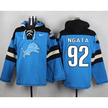 Nike Lions #92 Haloti Ngata Blue Player Pullover NFL Hoodie