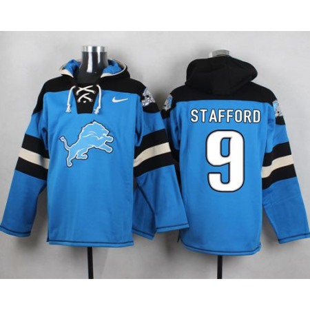 Nike Lions #9 Matthew Stafford Blue Player Pullover NFL Hoodie