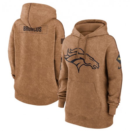 Women's Denver Broncos 2023 Brown Salute to Service Pullover Hoodie(Run Small)