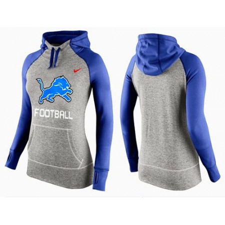 Women's Nike Detroit Lions Performance Hoodie Grey & Blue_1