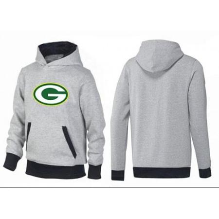 Green Bay Packers Logo Pullover Hoodie Grey & Black
