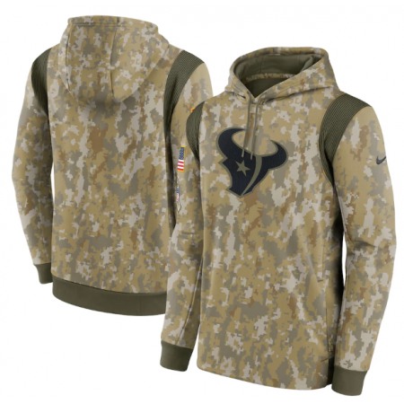 Men's Houston Texans Camo 2021 Salute To Service Therma Performance Pullover Hoodie