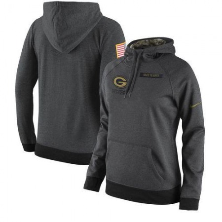 Women's Green Bay Packers Nike Anthracite Salute to Service Player Performance Hoodie