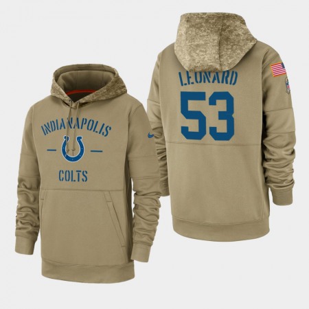 Men's Indianapolis Colts #53 Darius Leonard Tan 2019 Salute to Service Sideline Therma Pullover Hoodie