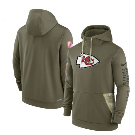 Men's Kansas City Chiefs 2022 Olive Salute to Service Therma Performance Pullover Hoodie