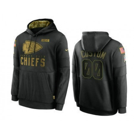 Men's Kansas City Chiefs ACTIVE PLAYER Custom 2020 Black Salute To Service Sideline Performance Pullover Hoodie