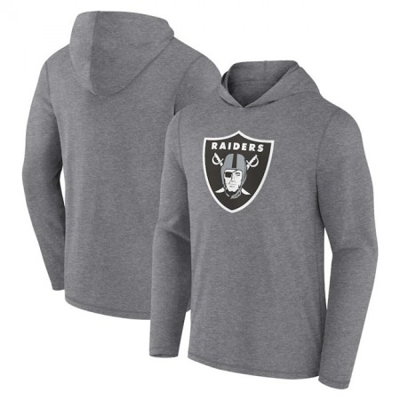 Men's Las Vegas Raiders Heather Gray Primary Logo Long Sleeve Hoodie T-Shirt