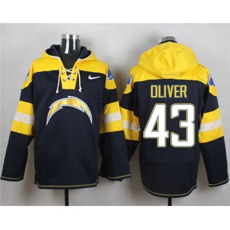 Nike Chargers #43 Branden Oliver Navy Blue Player Pullover NFL Hoodie