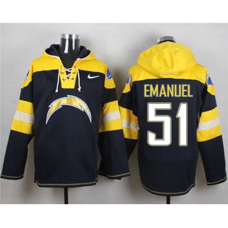 Nike Chargers #51 Kyle Emanuel Navy Blue Player Pullover NFL Hoodie