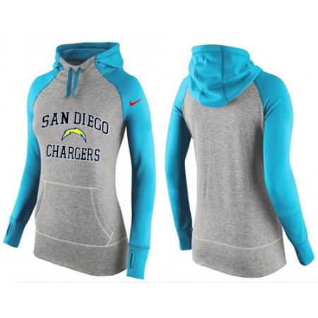 Women's Nike San Diego Chargers Performance Hoodie Grey & Light Blue