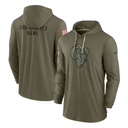 Men's Los Angeles Rams 2022 Olive Salute to Service Tonal Pullover Hoodie