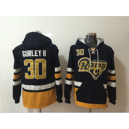 Men's Los Angeles Rams #30 Todd Gurley Navy Blue All Stitched NFL Hoodie Sweatshirt