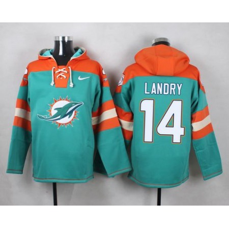 Nike Dolphins #14 Jarvis Landry Aqua Green Player Pullover NFL Hoodie