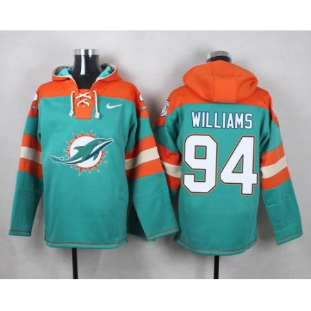 Nike Dolphins #94 Mario Williams Aqua Green Player Pullover NFL Hoodie