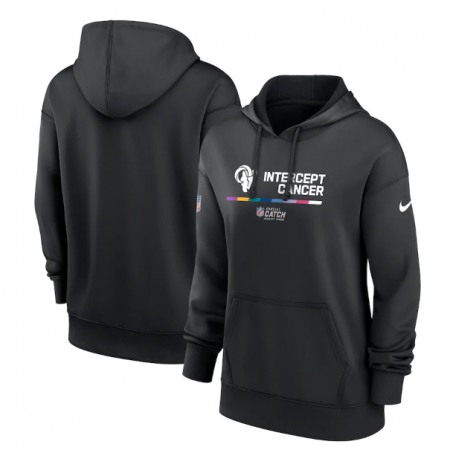 Women's Los Angeles Rams 2022 Black NFL Crucial Catch Therma Performance Pullover Hoodie(Run Small)