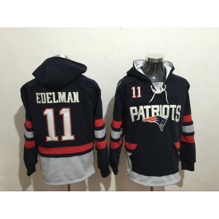 Men's New England Patriots #11 Julian Edelman Blue All Stitched NFL Hoodie Sweatshirt