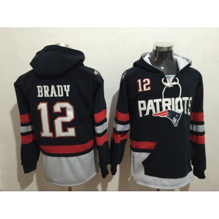 Men's New England Patriots #12 Tom Brady Blue All Stitched NFL Hoodie Sweatshirt