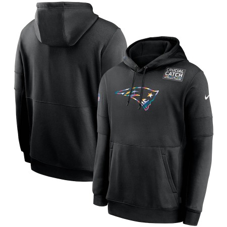 Men's New England Patriots 2020 Black Crucial Catch Sideline Performance Pullover Hoodie