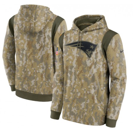 Men's New England Patriots Camo 2021 Salute To Service Therma Performance Pullover Hoodie