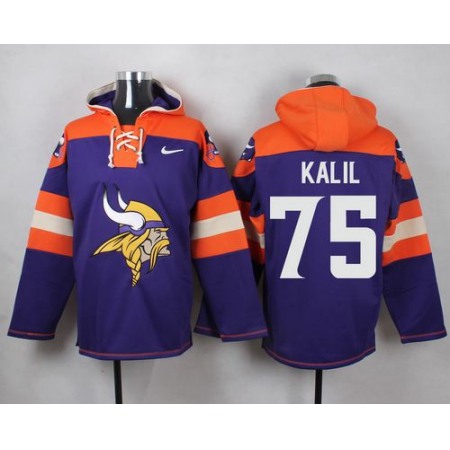 Nike Vikings #75 Matt Kalil Purple Player Pullover NFL Hoodie