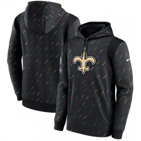 Men's New Orleans Saints 2021 Charcoal Crucial Catch Therma Pullover Hoodie
