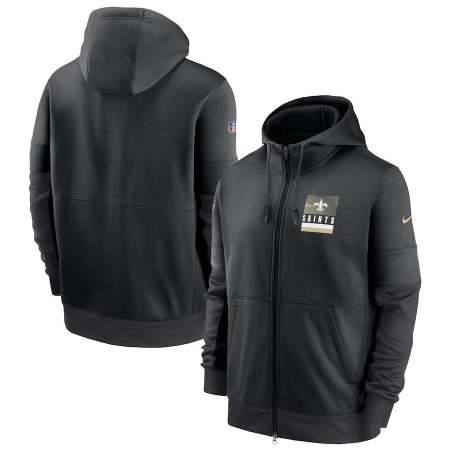 Men's New Orleans Saints Black Sideline Impact Lockup Performance Full-Zip Hoodie