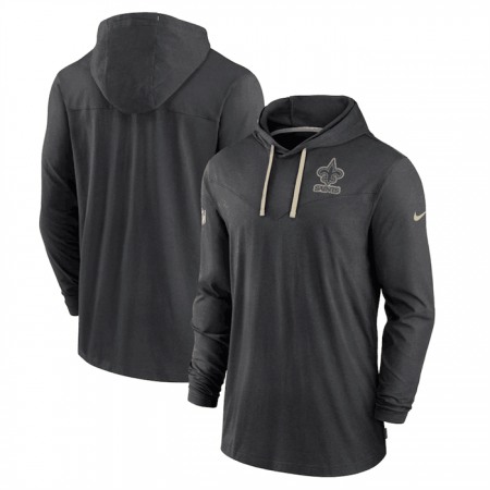 Men's New Orleans Saints Black Sideline Pop Performance Pullover Long Sleeve Hoodie T-Shirt