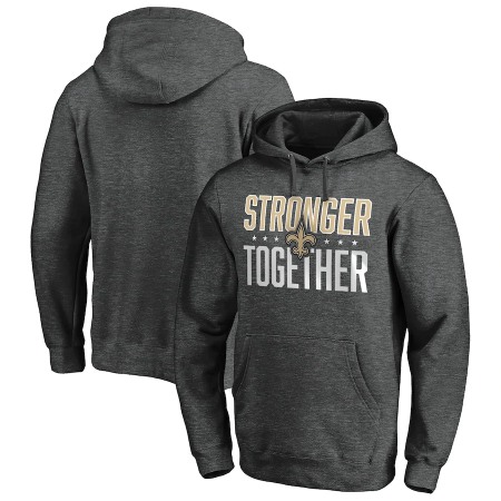 Men's New Orleans Saints Heather Charcoal Stronger Together Pullover Hoodie