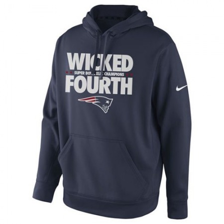 New England Patriots Nike Super Bowl XLIX Champions Celebration Multi Champs Slogan Pullover Hoodie Navy Blue