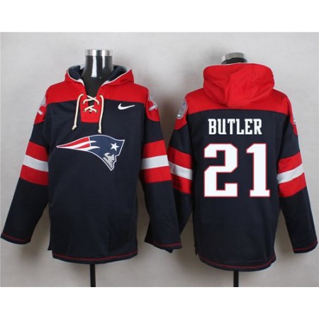 Nike Patriots #21 Malcolm Butler Navy Blue Player Pullover NFL Hoodie