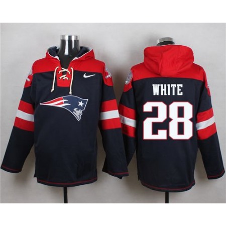 Nike Patriots #28 James White Navy Blue Player Pullover NFL Hoodie