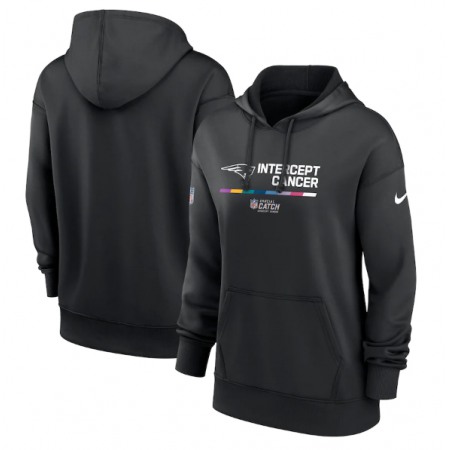 Women's New England Patriots 2022 Black NFL Crucial Catch Therma Performance Pullover Hoodie(Run Small)