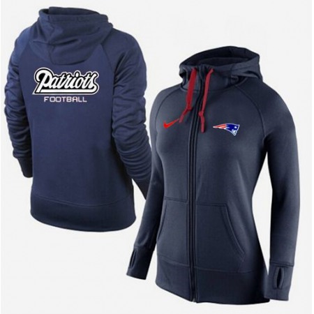 Women's Nike New England Patriots Full-Zip Performance Hoodie Dark Blue