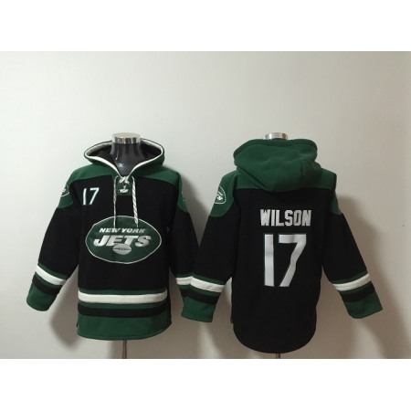 Men's New York Jets #17 Garrett Wilson Black Ageless Must-Have Lace-Up Pullover Hoodie
