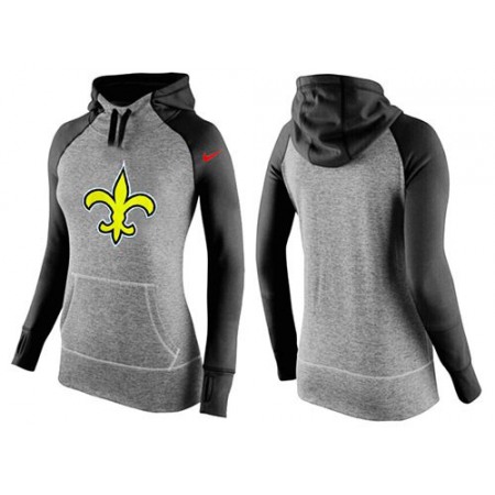 Women's Nike New Orleans Saints Performance Hoodie Grey & Black_2