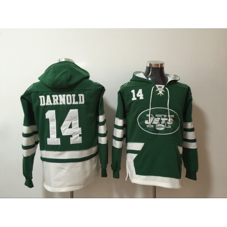 Men's New York Jets #14 Sam Darnold Green All Stitched NFL Hoodie Sweatshirt