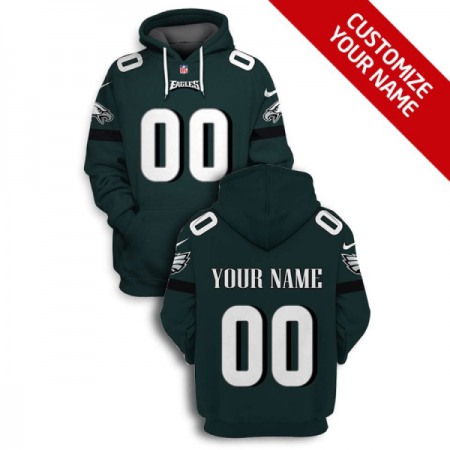 Men's Philadelphia Eagles Active Player Custom 2021 Black Green Pullover Hoodie