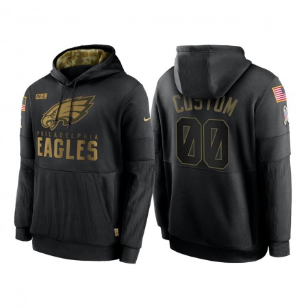 Men's Philadelphia Eagles Customized 2020 Black Salute To Service Sideline Performance Pullover Hoodie