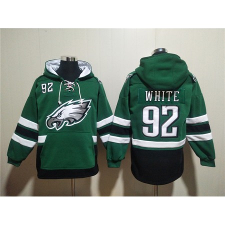 Men's Philadelphia Eagles #92 Reggie White Green Ageless Must-Have Lace-Up Pullover Hoodie
