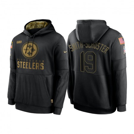 Men's Pittsburgh Steelers #19 JuJu Smith-Schuster 2020 Black Salute to Service Sideline Performance Pullover Hoodie