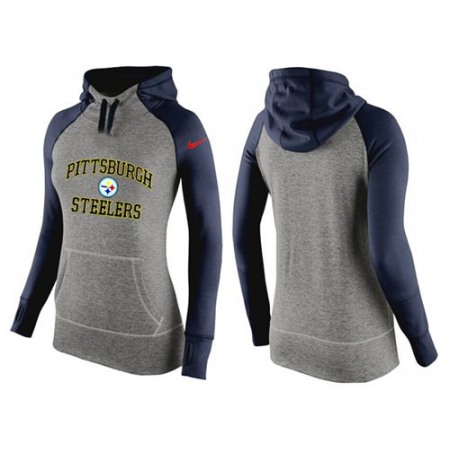 Women's Nike Pittsburgh Steelers Performance Hoodie Grey & Dark Blue_3