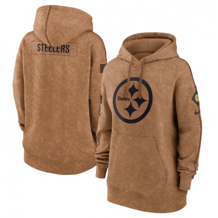 Women's Pittsburgh Steelers 2023 Brown Salute to Service Pullover Hoodie(Run Small)