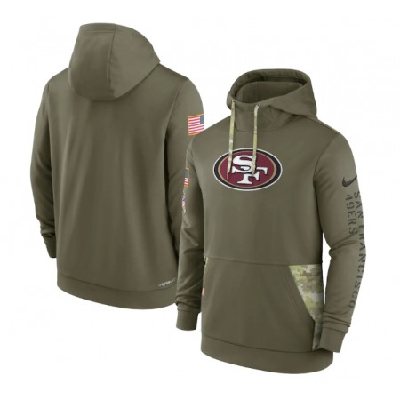 Men's San Francisco 49ers 2022 Olive Salute to Service Therma Performance Pullover Hoodie