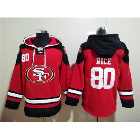 Men's San Francisco 49ers #80 Jerry Rice Red All Stitched Sweatshirt Hoodie