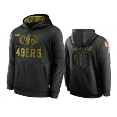 Men's San Francisco 49ers Customized 2020 Black Salute to Service Sideline Performance Pullover Hoodie