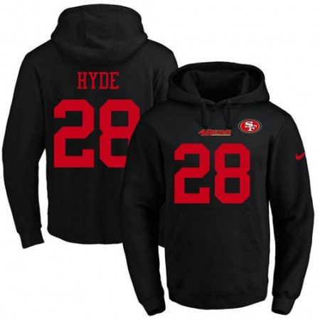 Nike 49ers #28 Carlos Hyde Black Name & Number Pullover NFL Hoodie