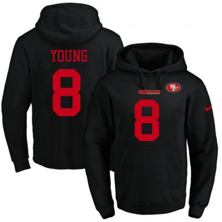 Nike 49ers #8 Steve Young Black Name & Number Pullover NFL Hoodie