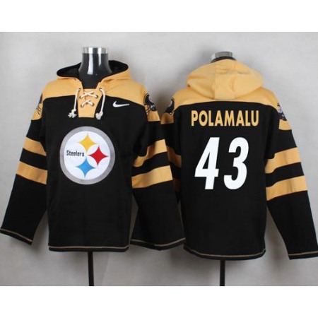 Nike Steelers #43 Troy Polamalu Black Player Pullover NFL Hoodie