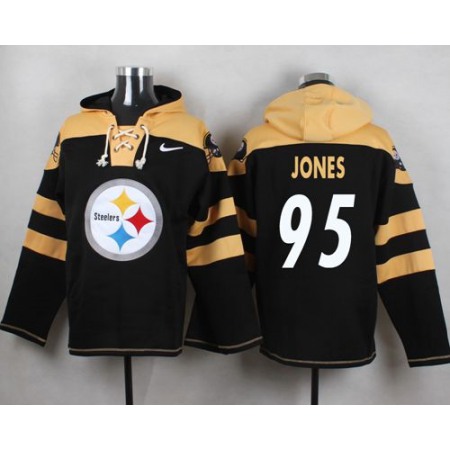 Nike Steelers #95 Jarvis Jones Black Player Pullover NFL Hoodie