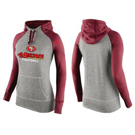 Women's Nike San Francisco 49ers Performance Hoodie Grey & Red_1